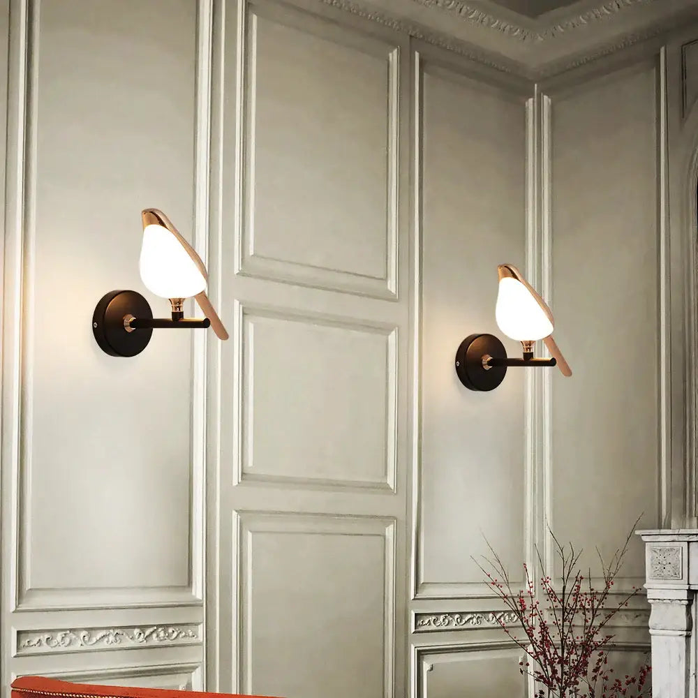 Bronze Bird Wall Sconce Pair