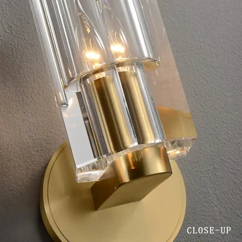 Copper Crystal Wall Lamp with Warm Light