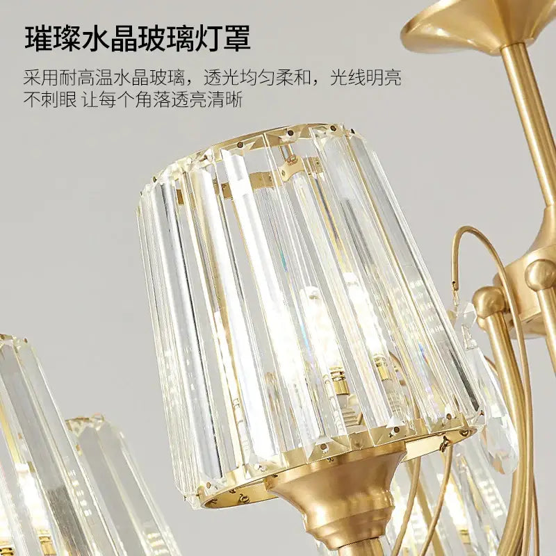 Bronze Ribbed Glass Chandelier