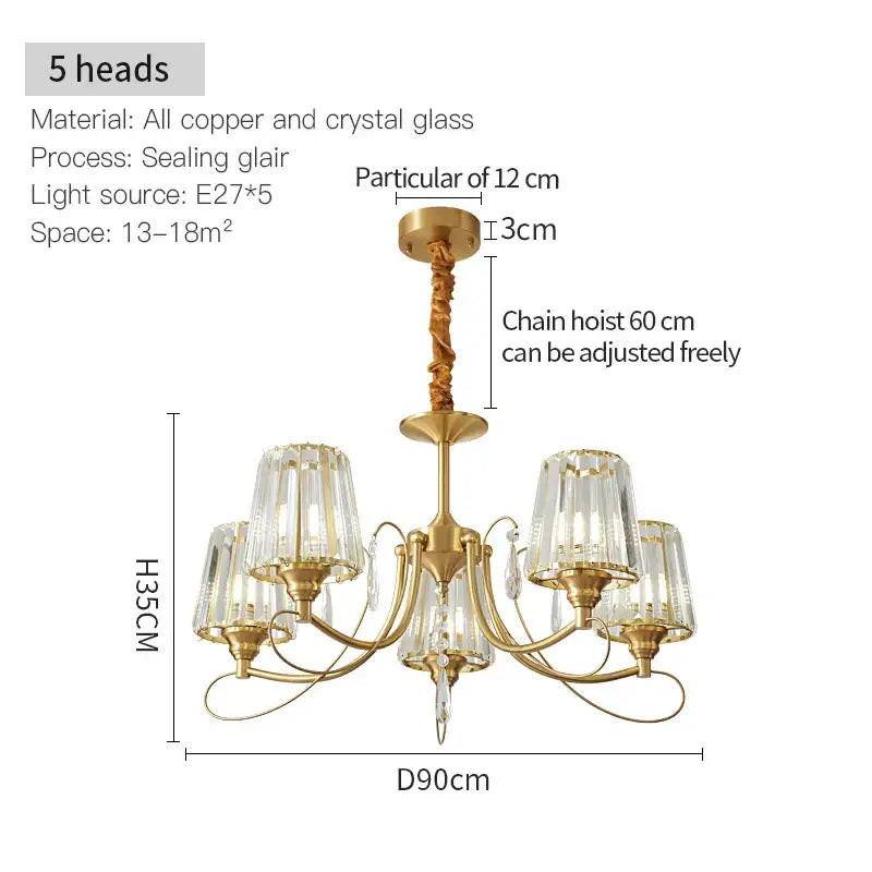 Bronze Ribbed Glass Chandelier