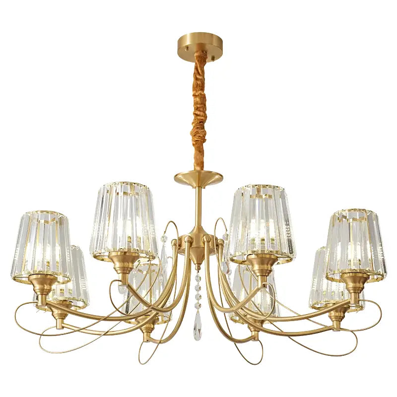 Bronze Ribbed Glass Chandelier