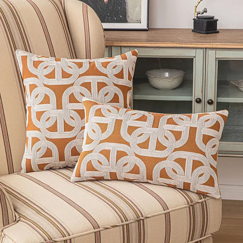 Brown Geometric Cushion Cover