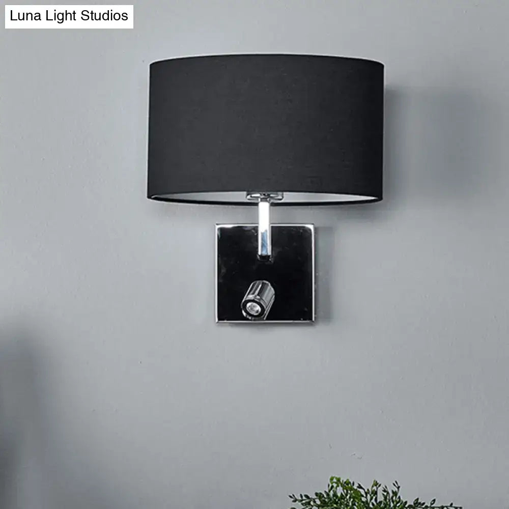 Brown Fabric Chrome-Accent Wall Sconce