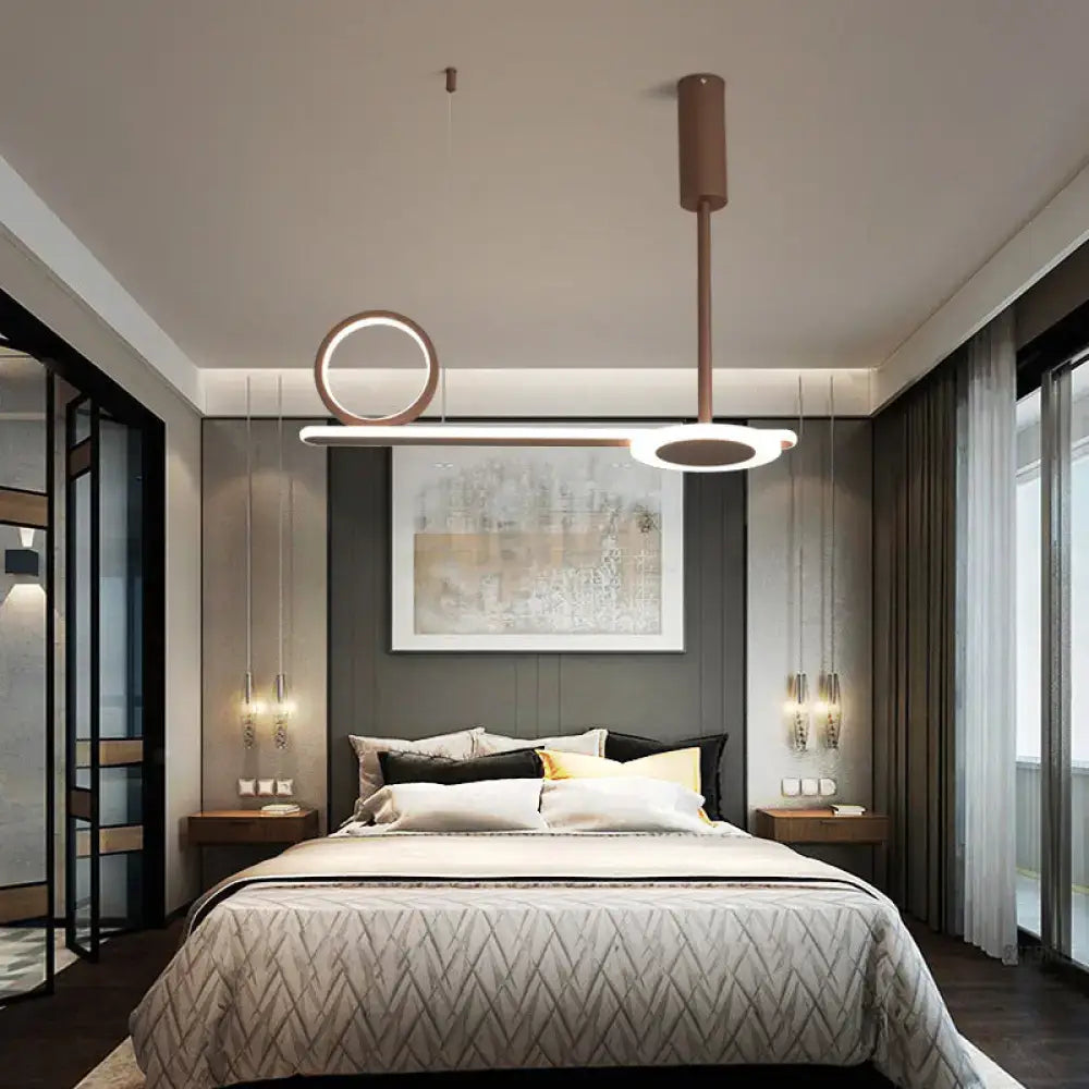 Brown Metal Ring Pendant Light