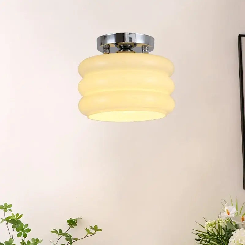 Brass Creamy Glass Ceiling Light
