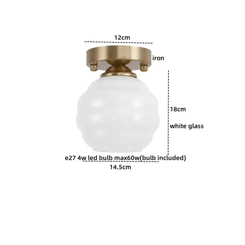 Brass Creamy Glass Ceiling Light