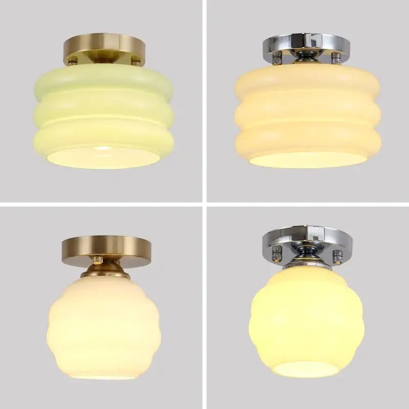 Brass Creamy Glass Ceiling Light