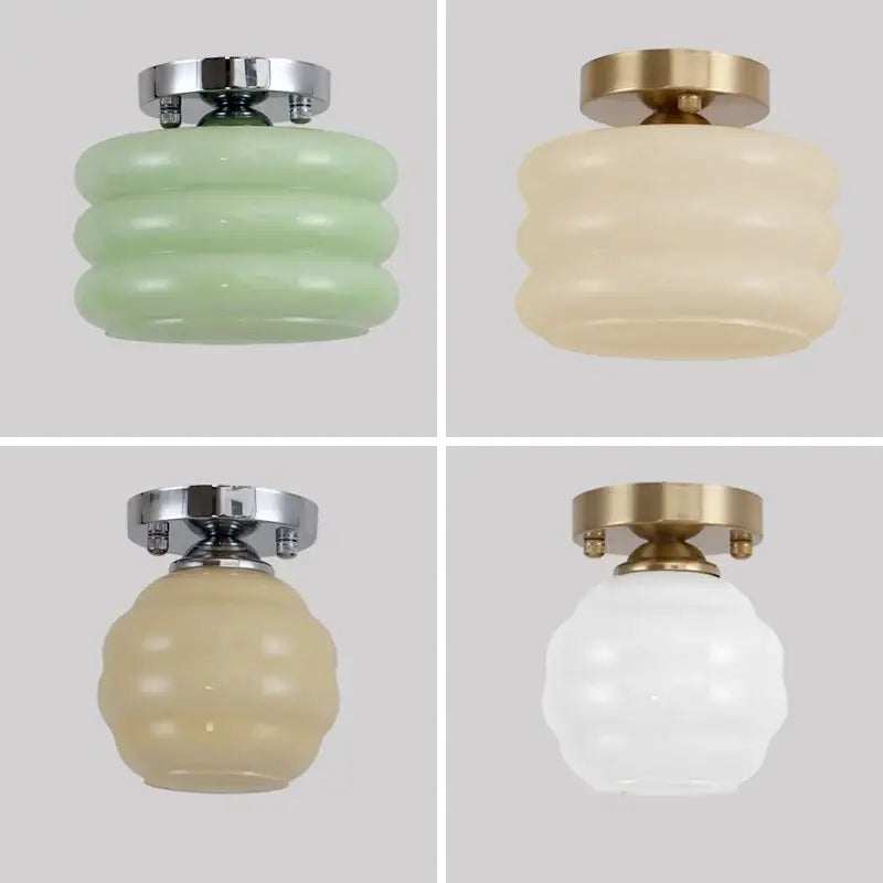 Brass Creamy Glass Ceiling Light