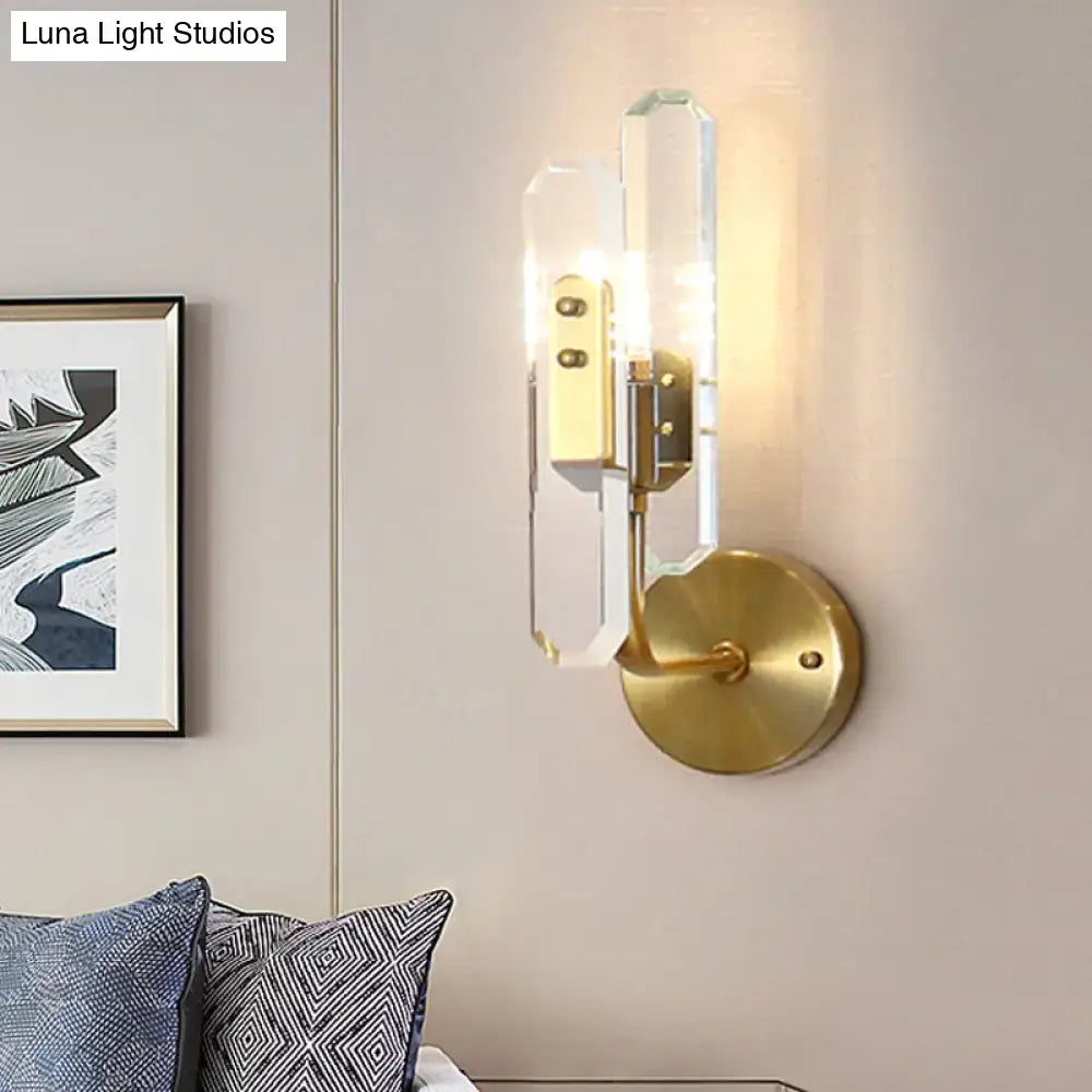 Brass Crystal Block Wall Sconce Postmodern