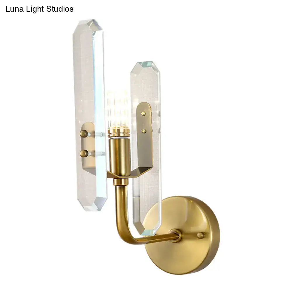 Brass Crystal Block Wall Sconce Postmodern