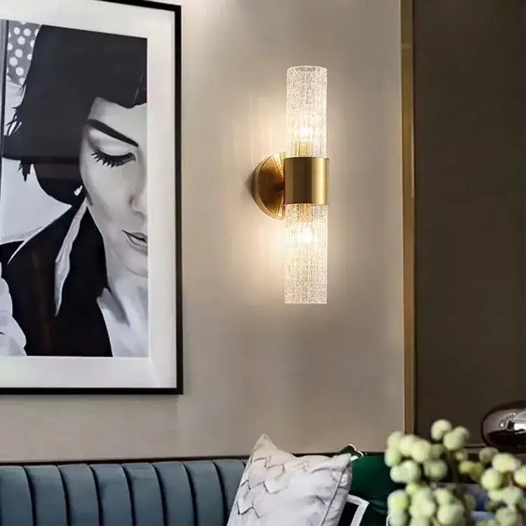 Brass Crystal Wall Lamp with Dual LED Lights