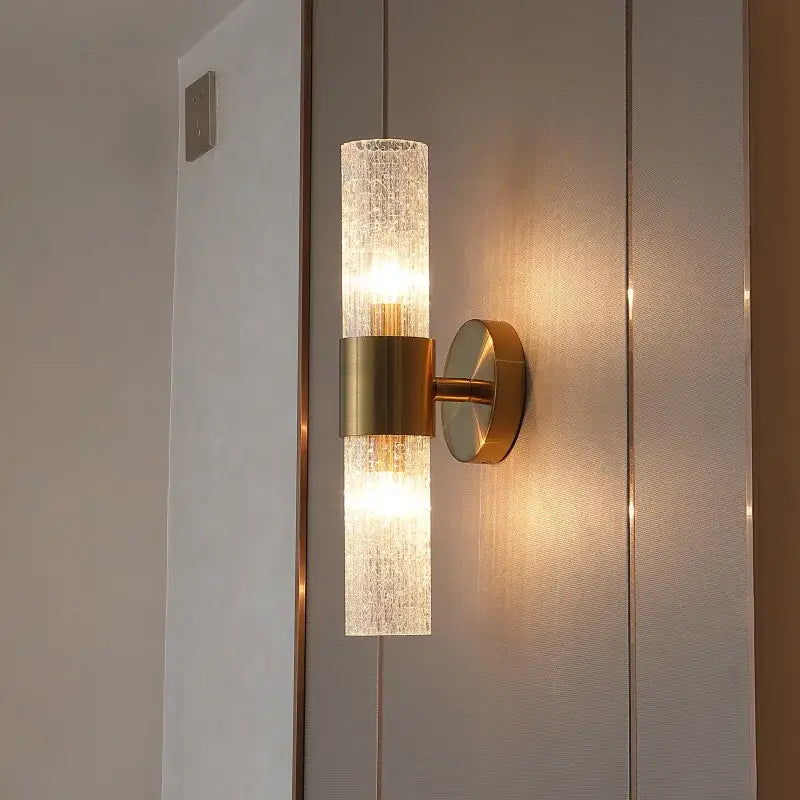 Brass Crystal Wall Lamp with Dual LED Lights
