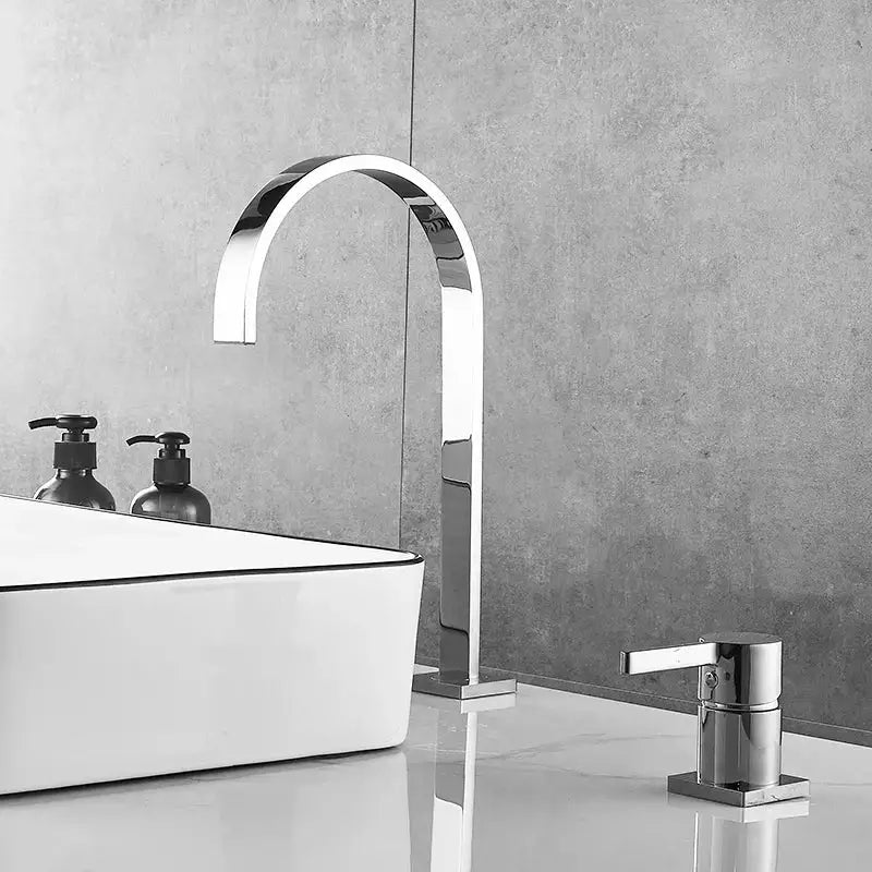 Gold Arched Solid-Brass Basin Faucet