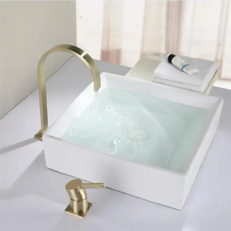 Gold Arched Solid-Brass Basin Faucet