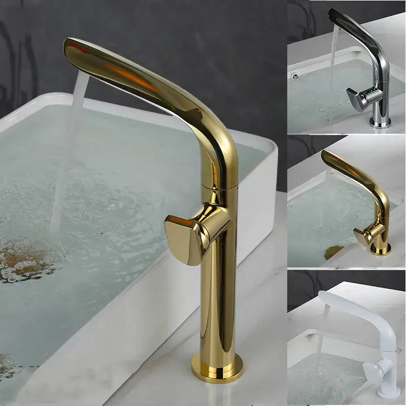 Gold High Arc Basin Mixer