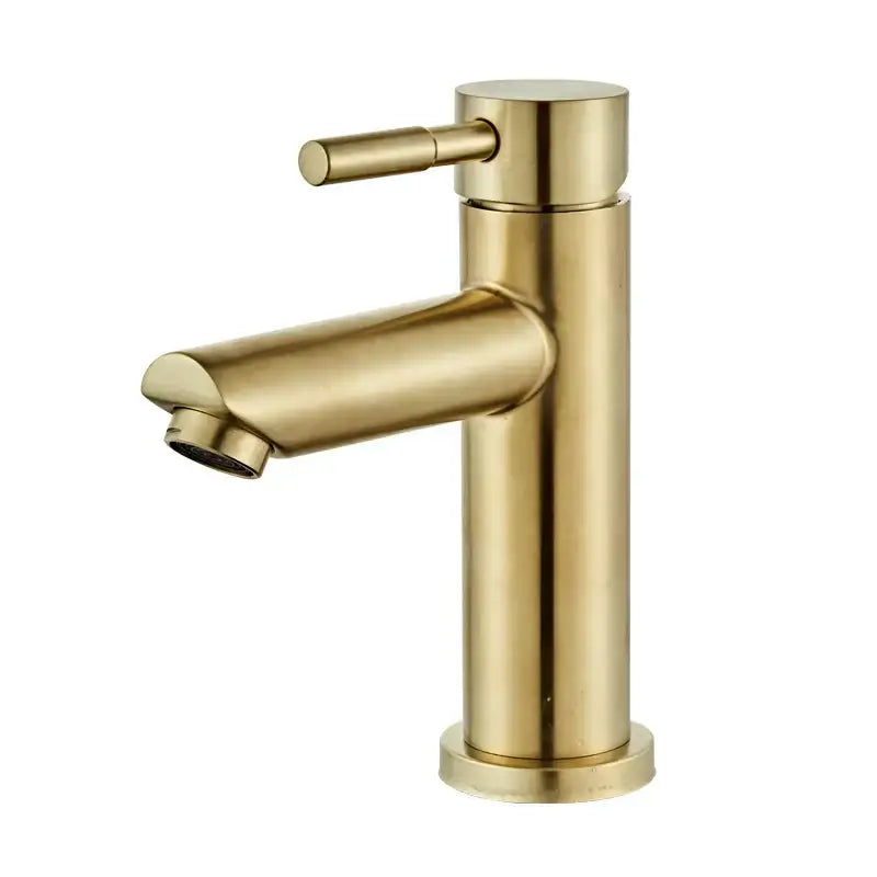 Gold Basin Mixer Tap with Pop-Up Overflow Drain