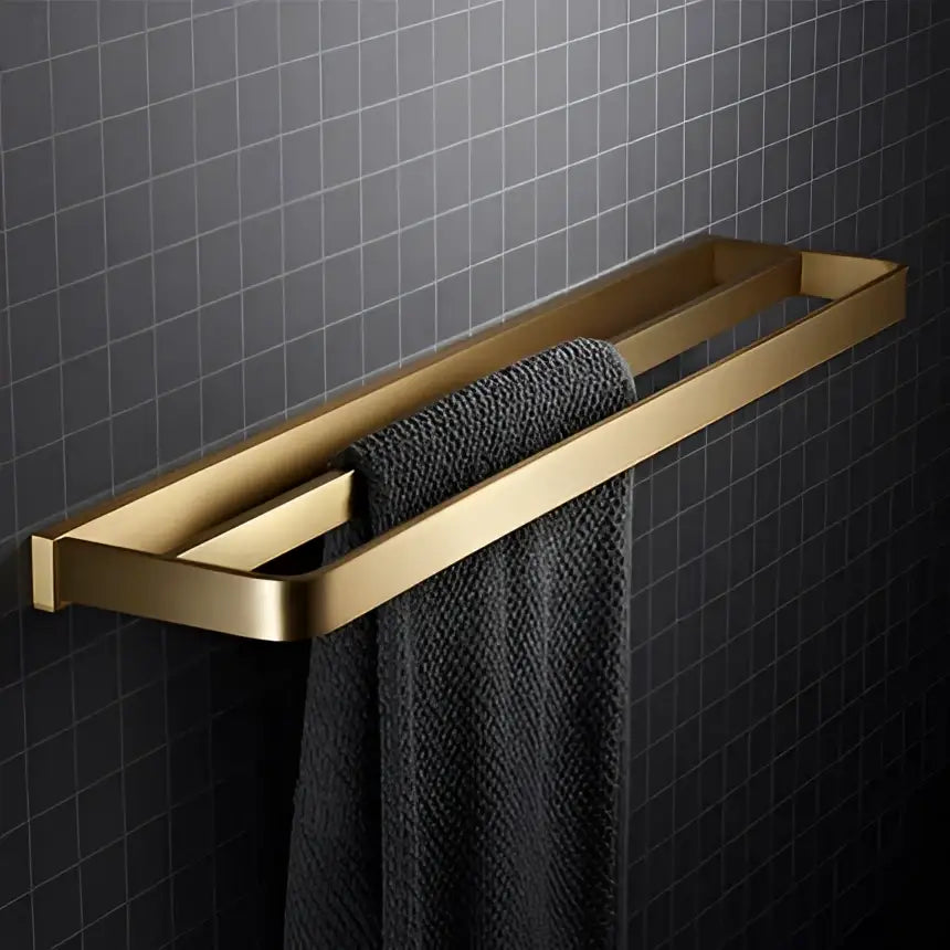 Brushed Gold Copper Bathroom Set with Shelf