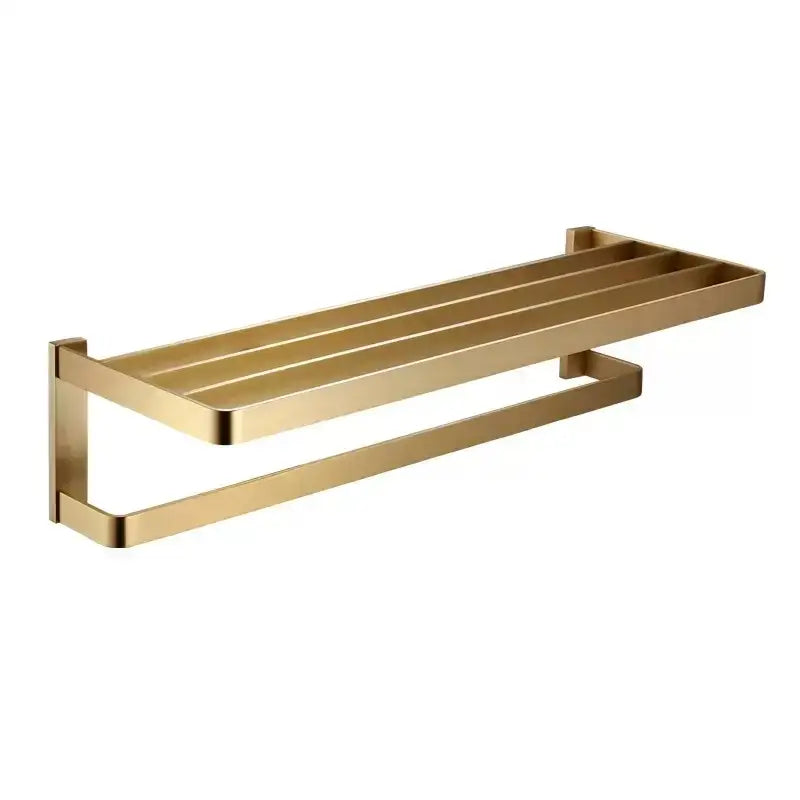 Brushed Gold Copper Bathroom Set with Shelf