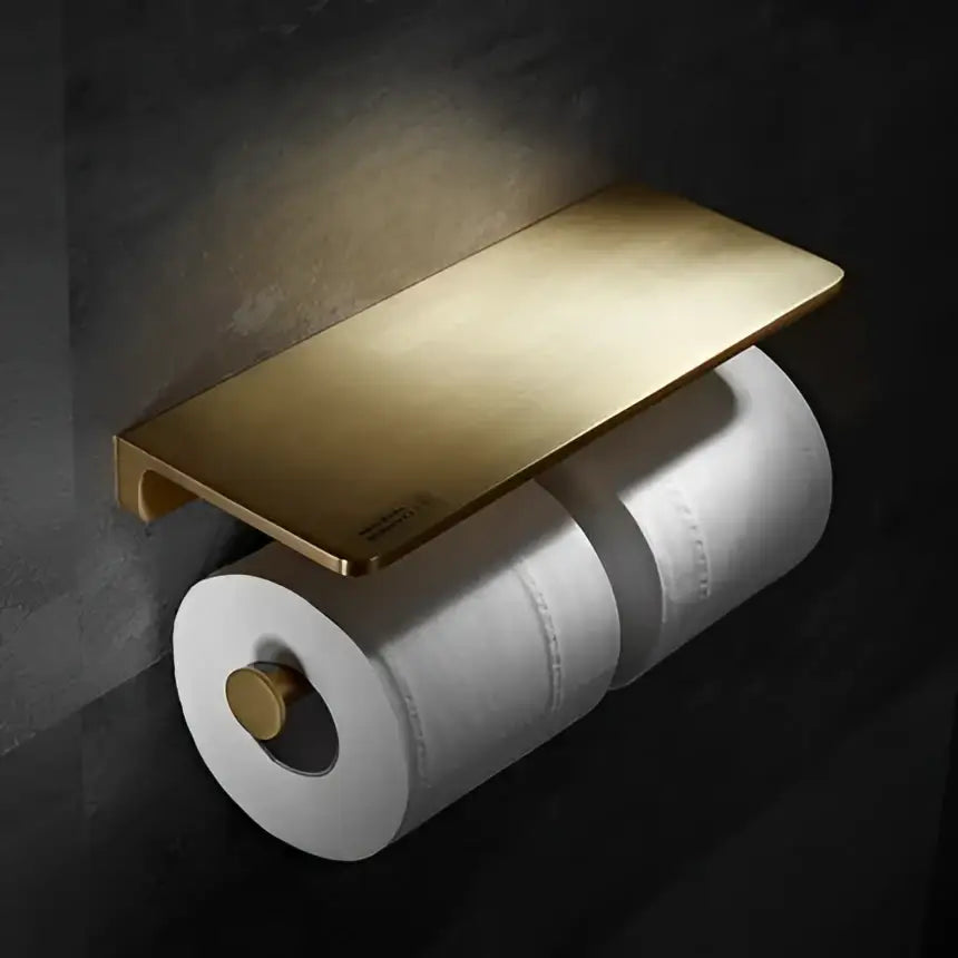 Brushed Gold Copper Bathroom Set with Shelf