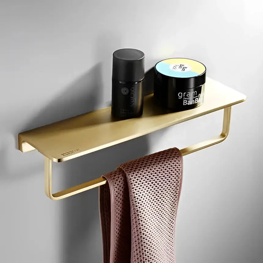 Brushed Gold Copper Bathroom Set with Shelf