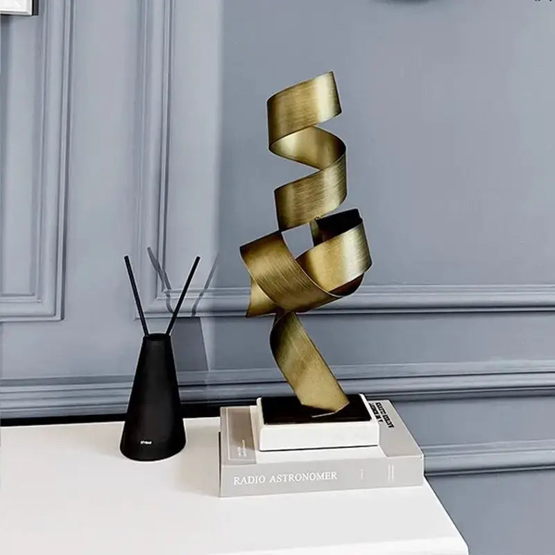 Gold Geometric Iron Sculpture
