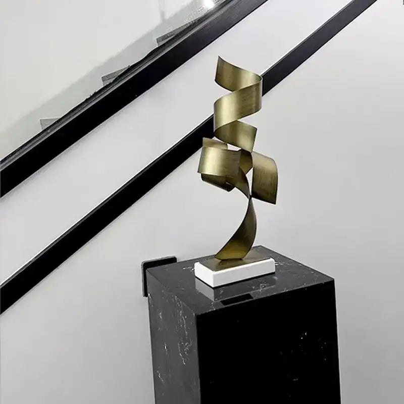 Gold Geometric Iron Sculpture