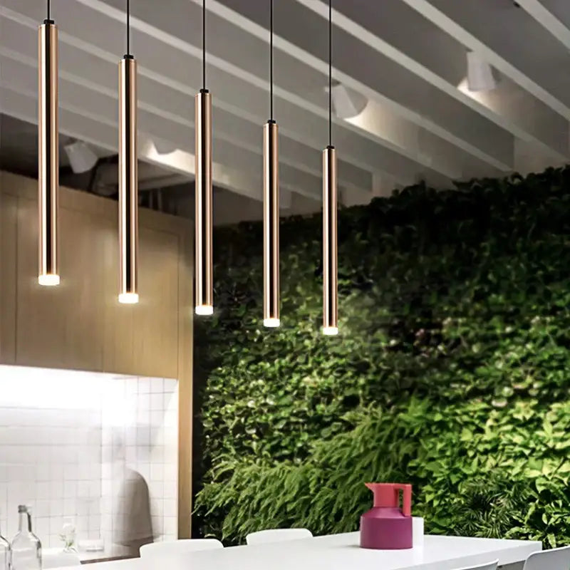 Gold Cylindrical Pendant Light