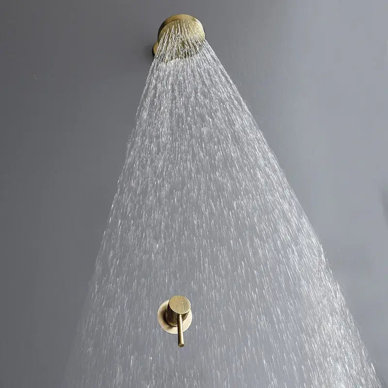 Gold Round Rainfall Shower Set with Mixer