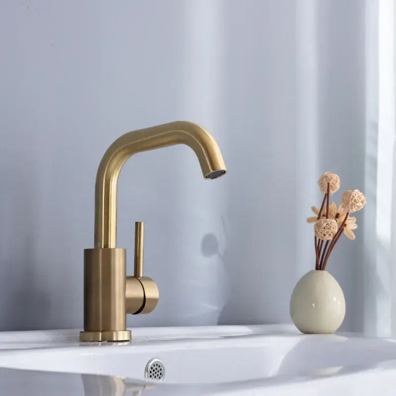 Brushed Gold Deck-Mounted Pop-Up Faucet