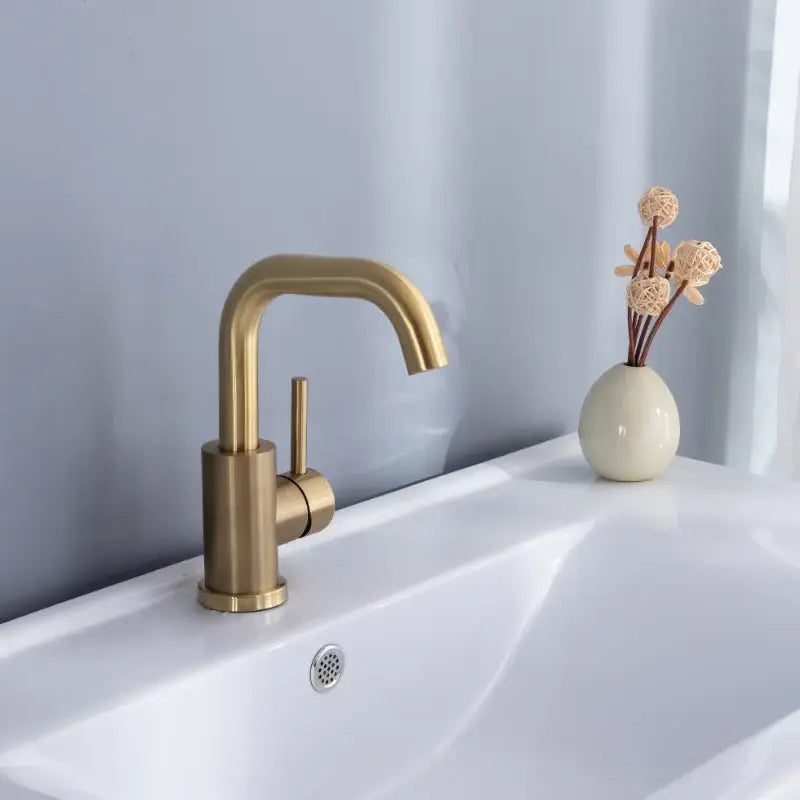 Brushed Gold Deck-Mounted Pop-Up Faucet