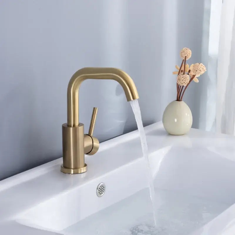 Brushed Gold Deck-Mounted Pop-Up Faucet