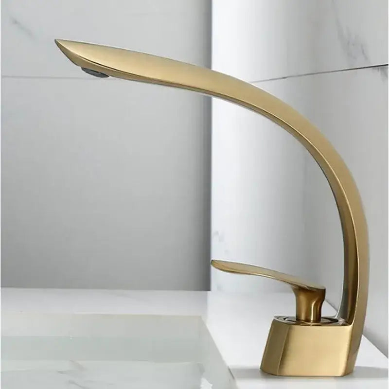 Gold Waterfall Solid-Brass Basin Faucet