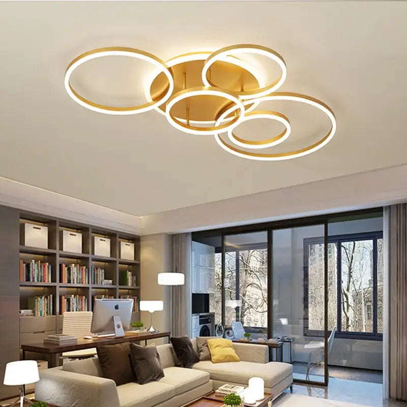 Golden LED Ring Chandelier