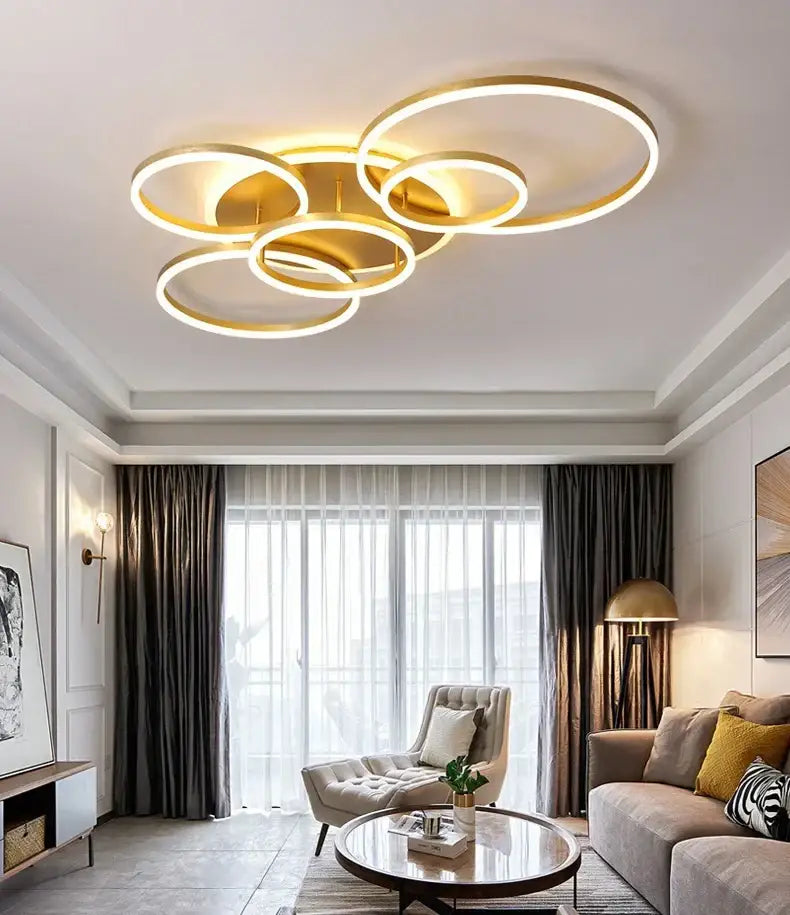 Golden LED Ring Chandelier