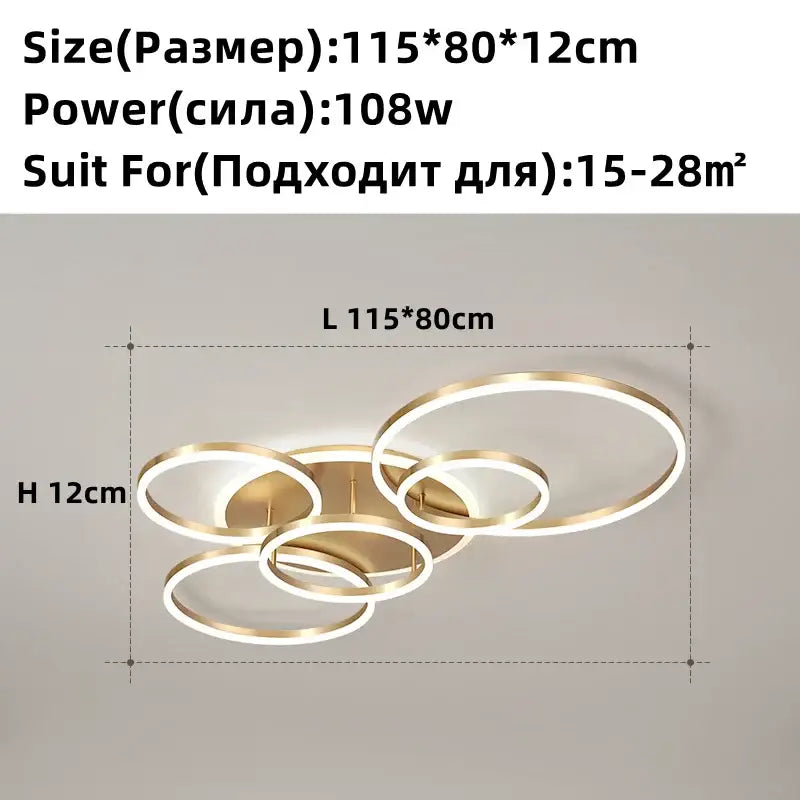 Golden LED Ring Chandelier