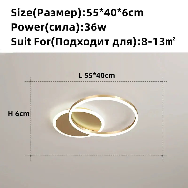 Golden LED Ring Chandelier