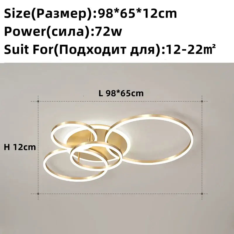 Golden LED Ring Chandelier