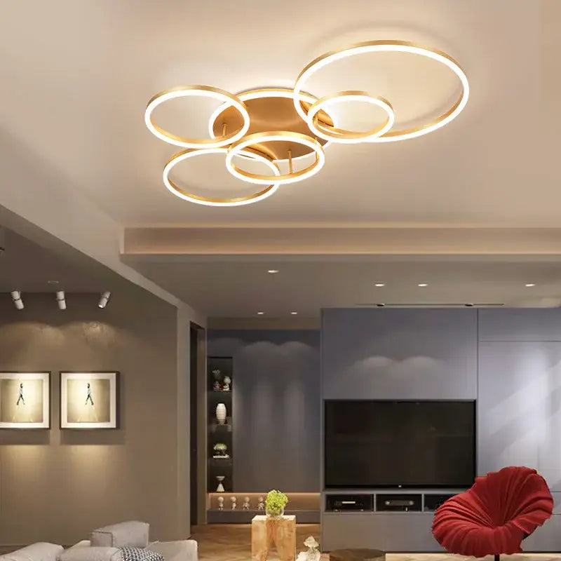 Golden LED Ring Chandelier