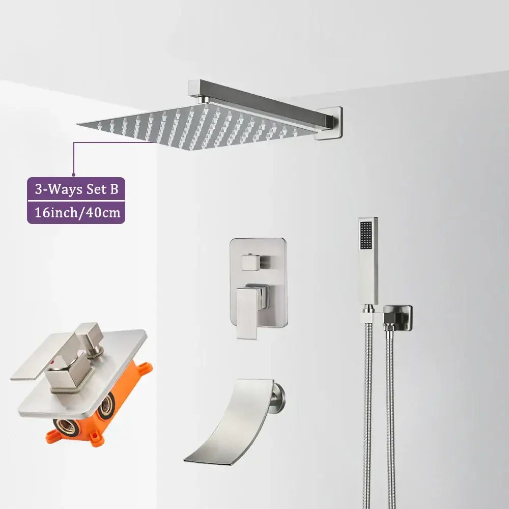 Nickel Rainfall Shower Set