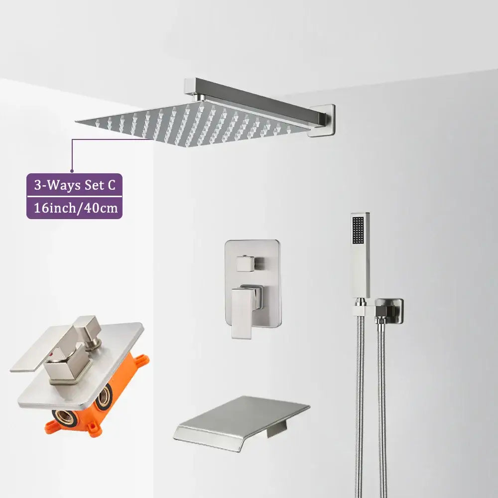 Nickel Rainfall Shower Set