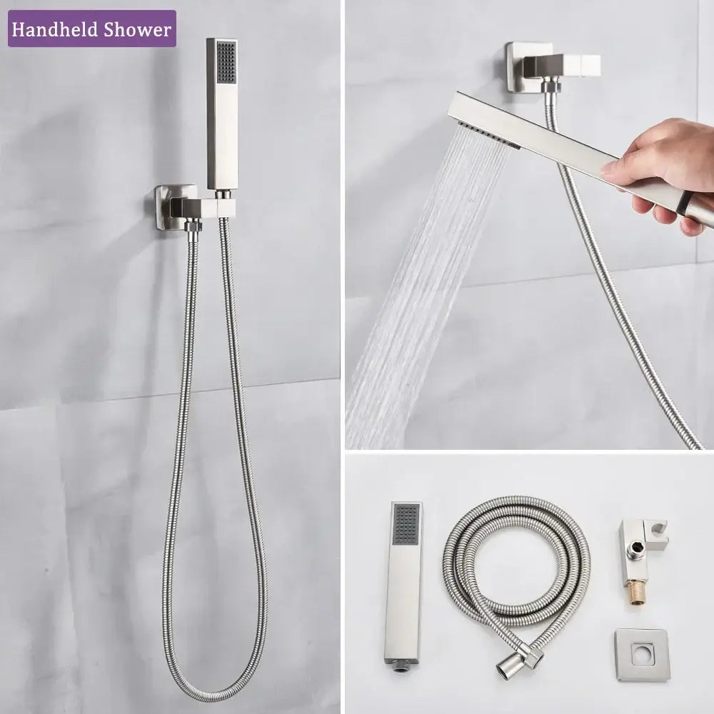 Nickel Rainfall Shower Set