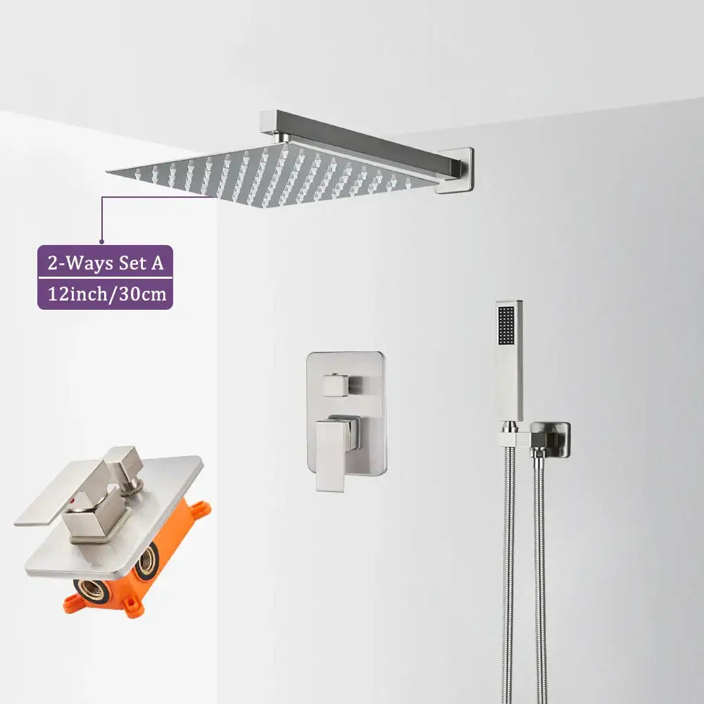Nickel Rainfall Shower Set
