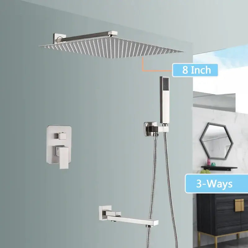 Nickel Rainfall Shower Spout