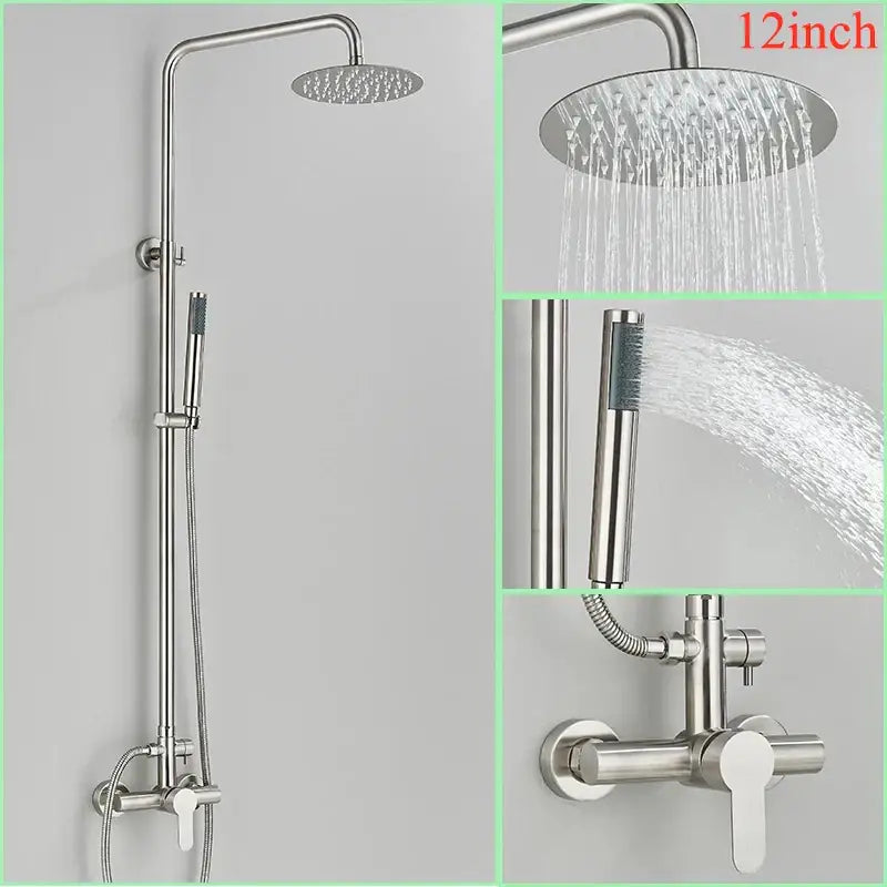 Brushed Nickel Handheld Shower System 12-Inch