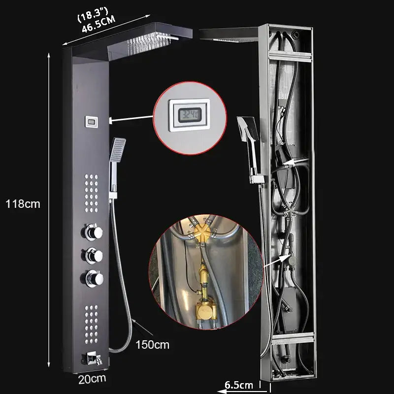 Nickel Waterfall Shower Panel