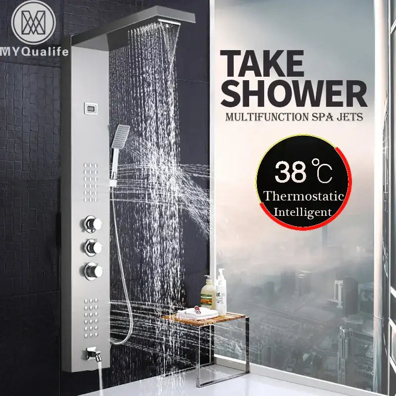 Nickel Waterfall Shower Panel
