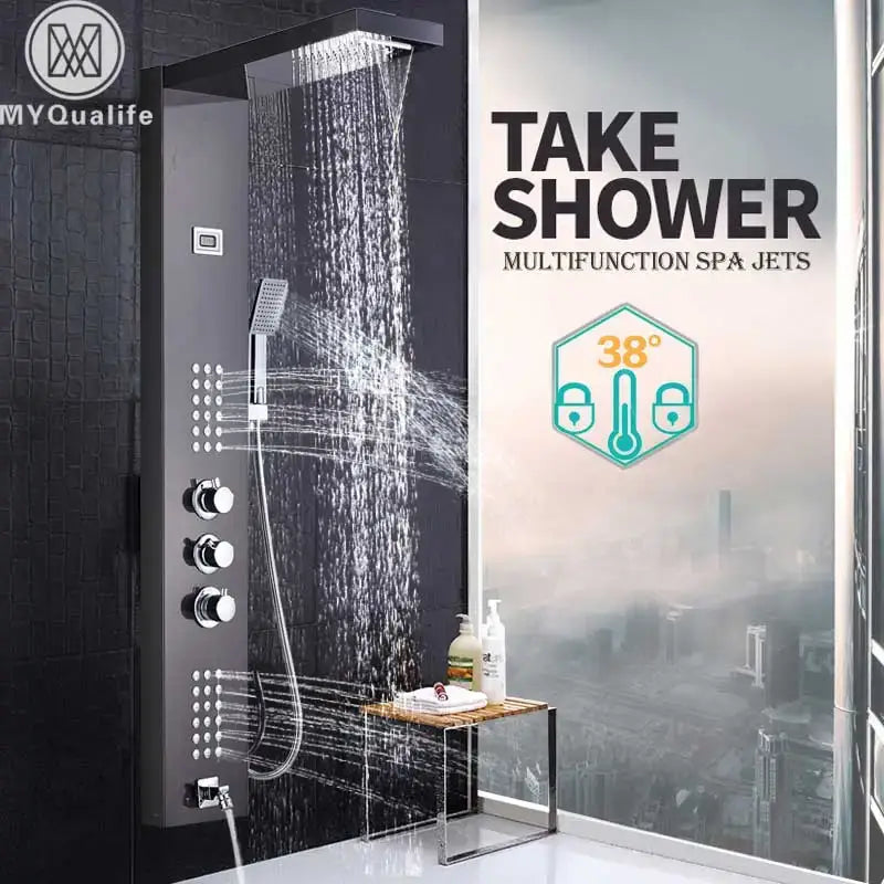 Nickel Waterfall Shower Panel