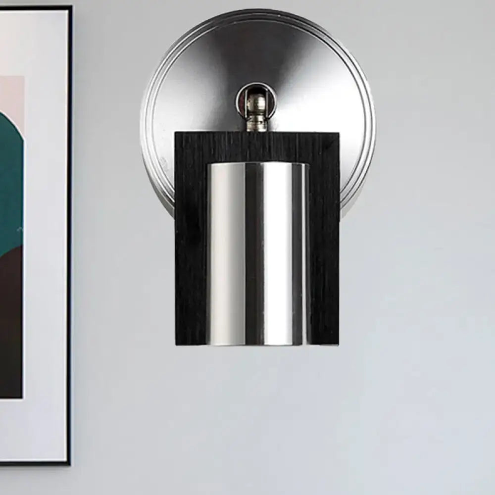Nickel Wood Wall Sconce