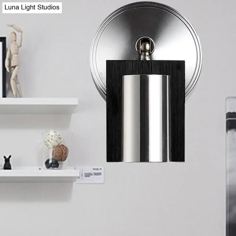 Nickel Wood Wall Sconce
