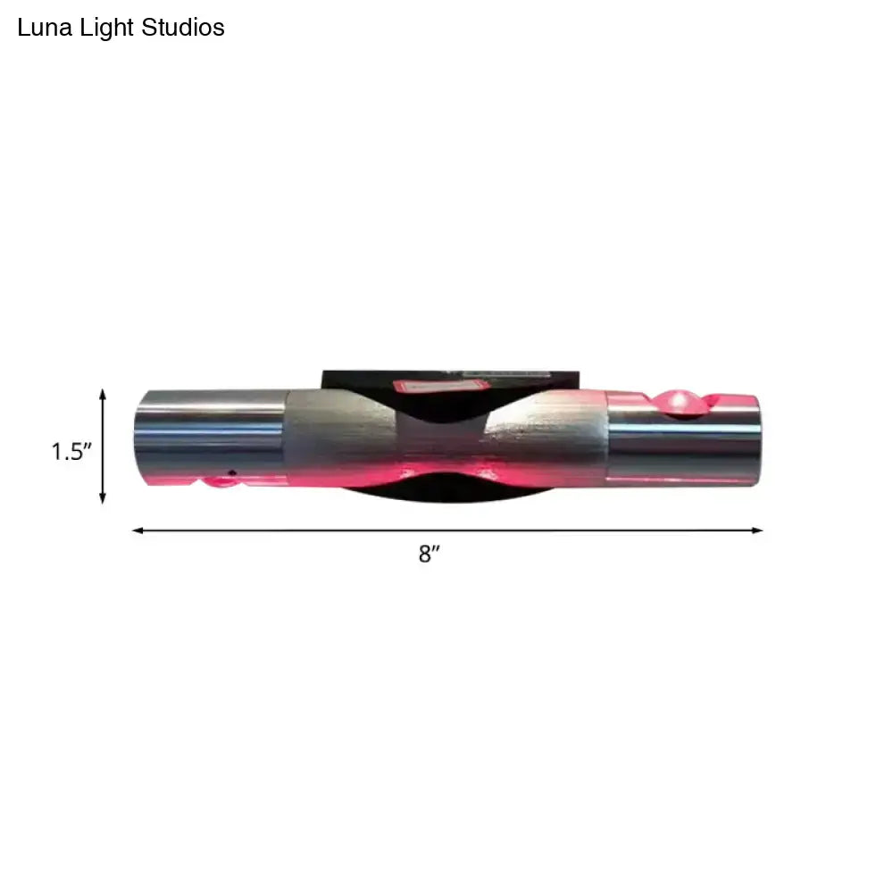 Silver LED Wall Sconce Pink
